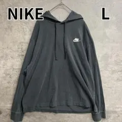ナイキ 黒 パーカー 刺繍ロゴ ワンポイント ブラック ゆるだぼ 【9880】