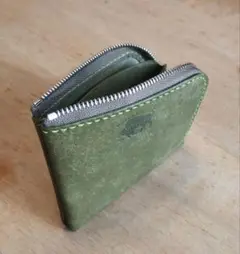 L字ファスナーコンパクトウォレット　プエブログリーン ハンドメイド