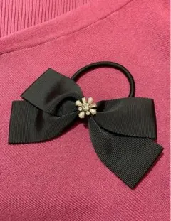 黒リボンヘアゴム