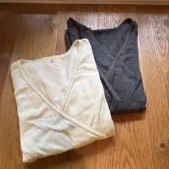 授乳インナー　あったか L XLアイボリー・グレー ラップデザイン 長袖トップスのサムネイル