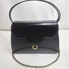 ハナエモリ 2way レザーバッグ 黒 フォーマル ショルダー 冠婚葬祭