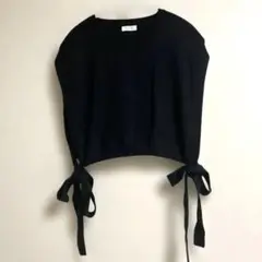 [ROPE'PICNIC PASSAEG]リボン付き黒ニットベスト　Fサイズ