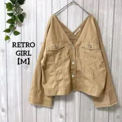 a1005＊RETRO GIRL カジュアルジャケット　ベージュ【M】Ｖネック