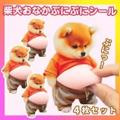 おなか ぷにぷに シール 柴犬 立体 ステッカー 4枚 かわいい人気3D いぬ