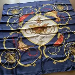 お値下げ！エルメススカーフ　カレ90 スプリングス　馬車　　　ネイビー