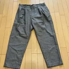 ユナイテッドアローズグリーンレーベル　グレー チェック柄 プリーツ スラックス