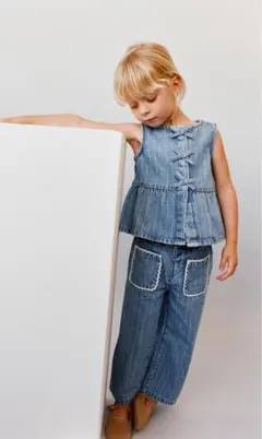 ZARA ストライプキュロットデニムパンツ