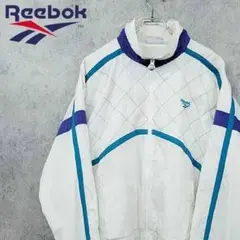 古着 リーボック 希少 刺繍 ナイロンジャケット ホワイト USサイズ 90s