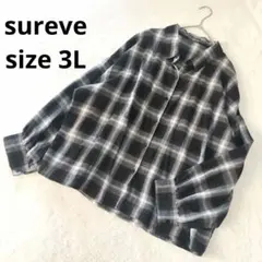 sureve チェック シャツ 長袖 3L ブラック 大きいサイズ ゆったり