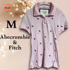 アバクロンビー&フィッチ　レディース　ムース刺繍ポロシャツ　ピンク系　Ｍサイズ
