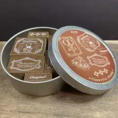 【mame】缶入りスタンプセット　2個だけ使用　缶に錆有り