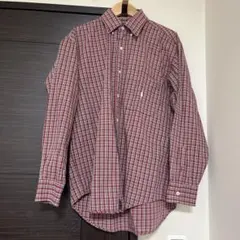 ラルフローレン　シャツ　キッズLサイズ　チェック柄　バーガンディー　メンズ