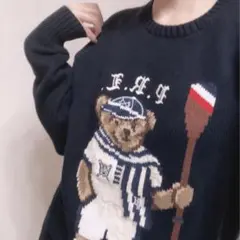 ラルフローレン　ポロベア　コットンニットセーター　ネイビー