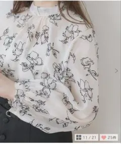 ems excite 花柄シアーブラウス 長袖のサムネイル