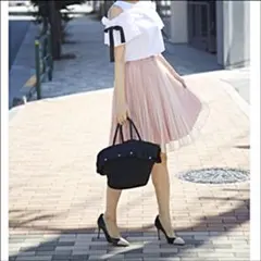 美品 tocco closet チュール プリーツ スカート ピンク