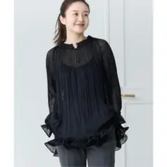 新品タグ付き IENA イエナ ＆NAVY プリーツフリルブラウス