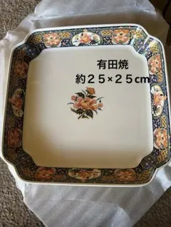 有田焼　伊万里錦　阿久良　陶器 正角盛鉢　貫入 花柄【新品・未使用】箸付きのサムネイル