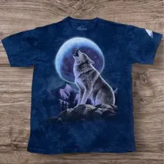 521.THE MOUNTAIN ウルフ 月 タイダイTシャツ M 狼
