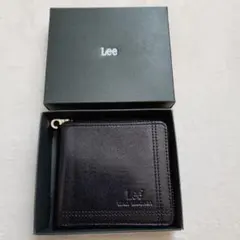 Lee 黒 レザー 二つ折り財布