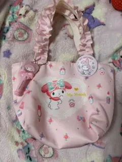 My Melody フリル付きトートバッグ 缶バッジ キーホルダー付き❤︎
