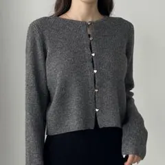ハートボタンショートニットカーディガン