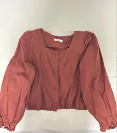 WOLANGAI テラコッタ ボタン付きブラウス