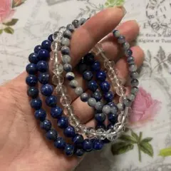 【特価品】 天然石 ブルー系 小粒ブレスレット 4本セット