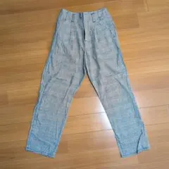チェック柄 カジュアルパンツ タック入り