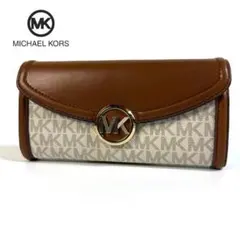 【極美品】マイケルコース モノグラム レザー 二つ折り 長財布 ホワイト