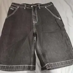 <Cheers>チアーズ　ブラック ハーフデニムパンツ Cheers