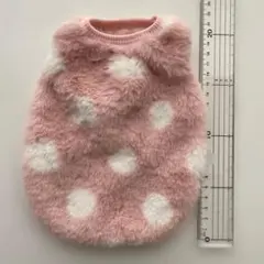 犬服 フリース ピンク 水玉模様 フード付き