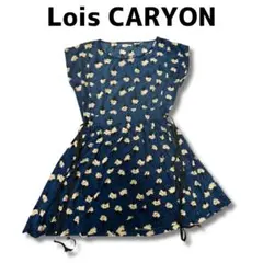 ON-25 Lois CARYON　ロイスクレヨンワンピース　花柄　M ブルー