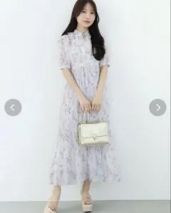 MERCURYDUO 花柄ラッフルプリーツティアードワンピース ピンクsmall