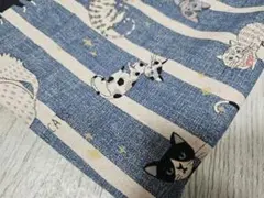 【廃番&レアすぎる♡】綿麻キャンバス 猫 ボーダー柄