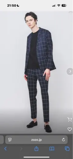 新品　アバハウス　タータンチェック　 セットアップ スーツ　ネイビー