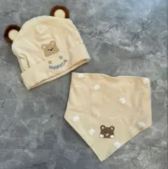【新品未使用】クマ耳付き帽子とバンダナセット