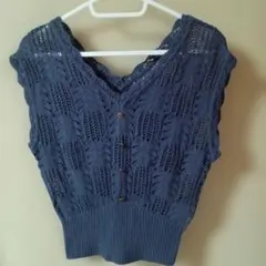 プロポーションボディドレッシング♡ブルーレース編みノースリーブセーター
