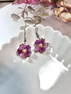 春色桜ピアス、イヤリング