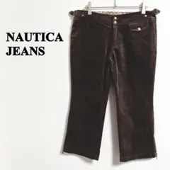 NAUTICA JEANS ブラウン 七分丈 パンツ　M ベロア風　　古着