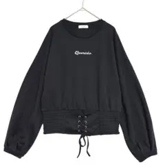 GLORY シャーリングコルセット風 長袖カットソー　黒　Lのサムネイル