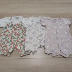 花柄ロンパース3点セット 60-70cm