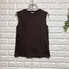 【ジーユー】（M）ノースリーブカットソー シャツ クルーネック コットン100
