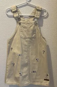 プティマイン　スヌーピー刺繍ジャンバースカート ホワイト　M