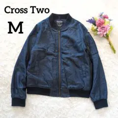 CrossTwo　デニムブルゾン　ジップアップ　ネイビー　M　ジャンパー6993
