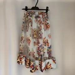 花柄シフォンフレアスカート M