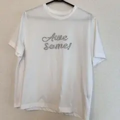Nプラス　グリッタービーズ刺繍Tシャツ　Lサイズ