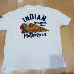 良品　Indian Motorcycle ポロシャツ ホワイト 刺繍　Mサイズのサムネイル