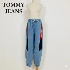 美品トミージーンズSバギーデニム切替ジョガーY2Kブルー古着