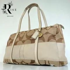 【良品】COACH シグネチャー トートバッグ レザー キャンバス ロゴチャーム