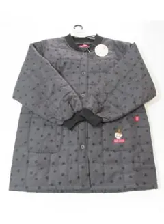 エプロン スマイルママ ロング丈 暖かい 総裏中綿キルト前開き割烹着 ブラック